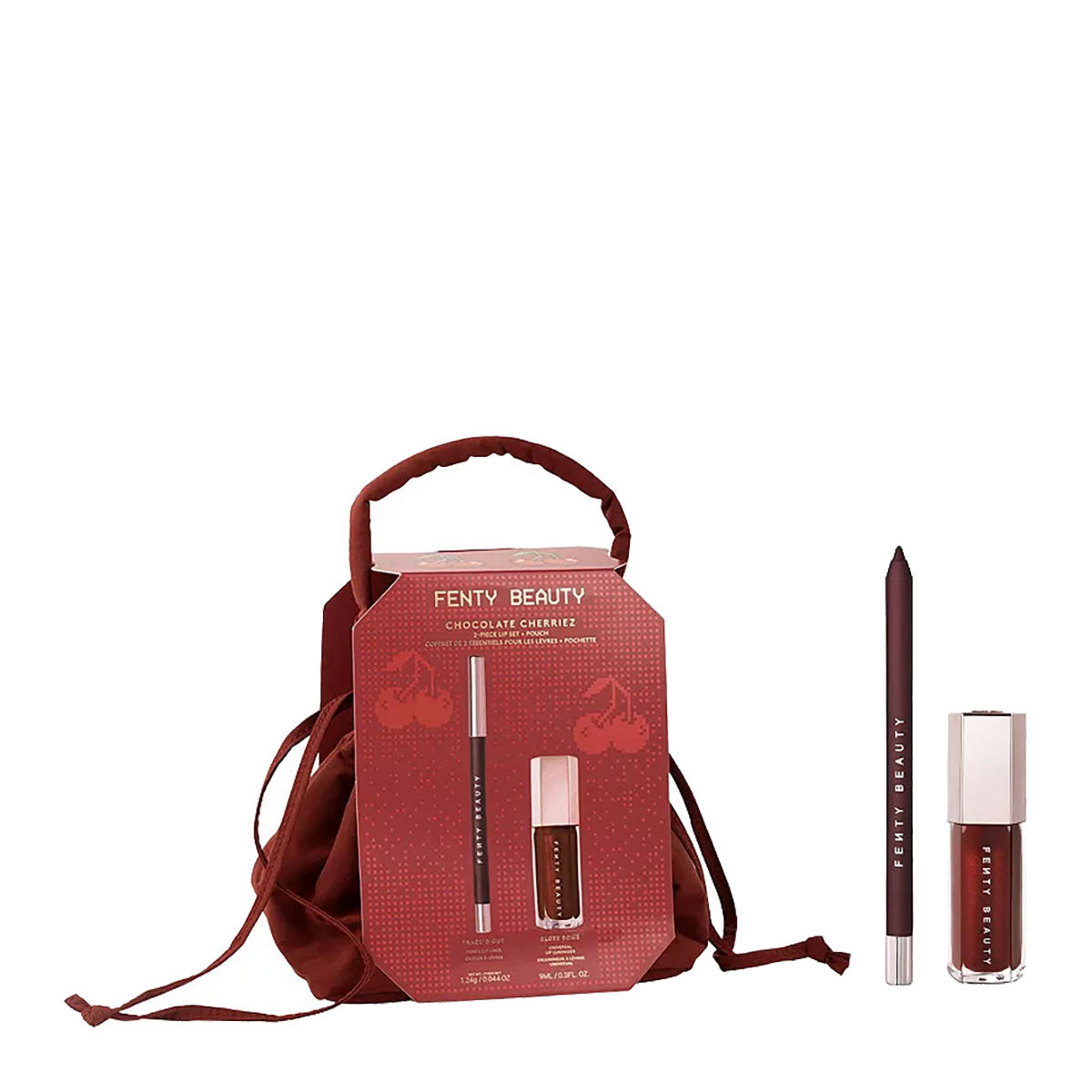 Fenty Beauty Chocolate Cherriez 2-Piece Lip Set + Pouch