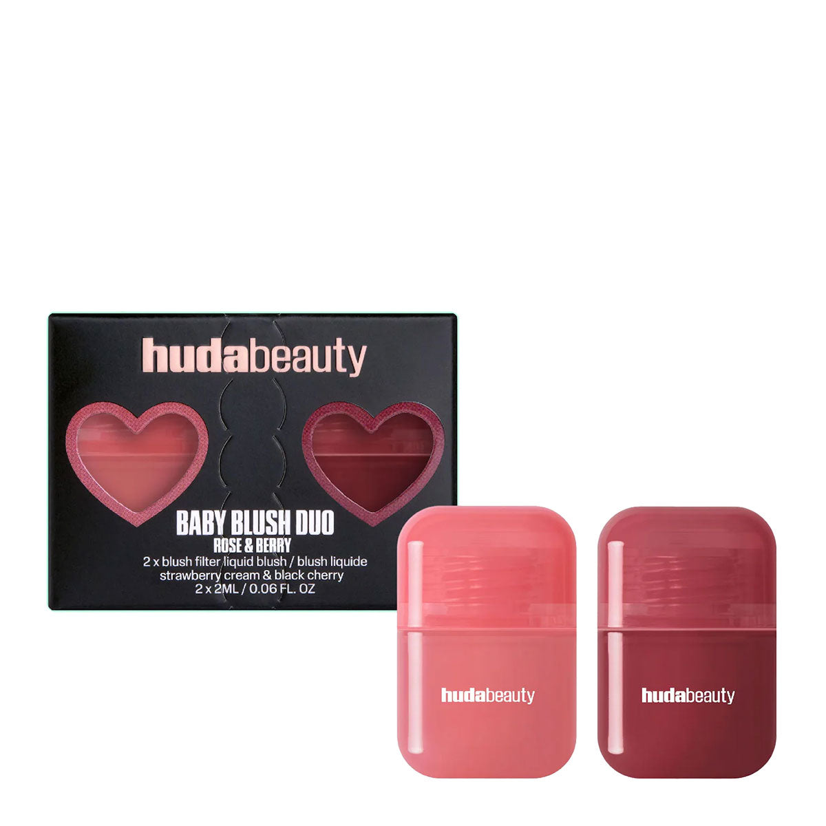 Huda Beauty Mini Baby Blush Duo Set | Strawberry Cream & Black Cherry