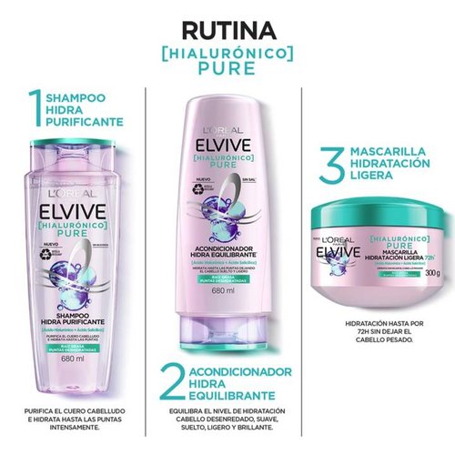 L'Oréal Elvive Hialurónico Pure Shampoo Hidra Purificante 370 ml