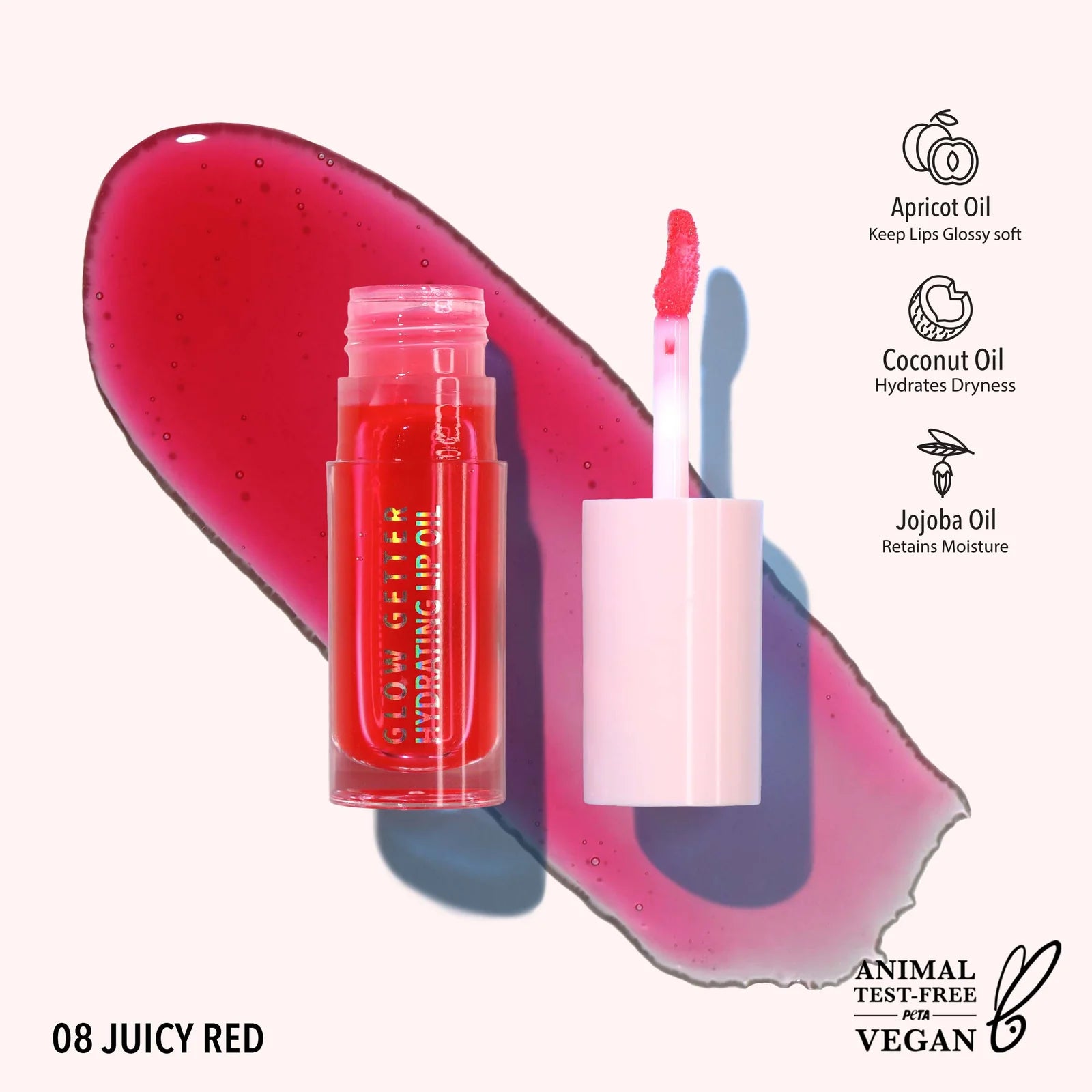 Moira Glow Getter Hydrating Lip Oil | 08 Juicy Red