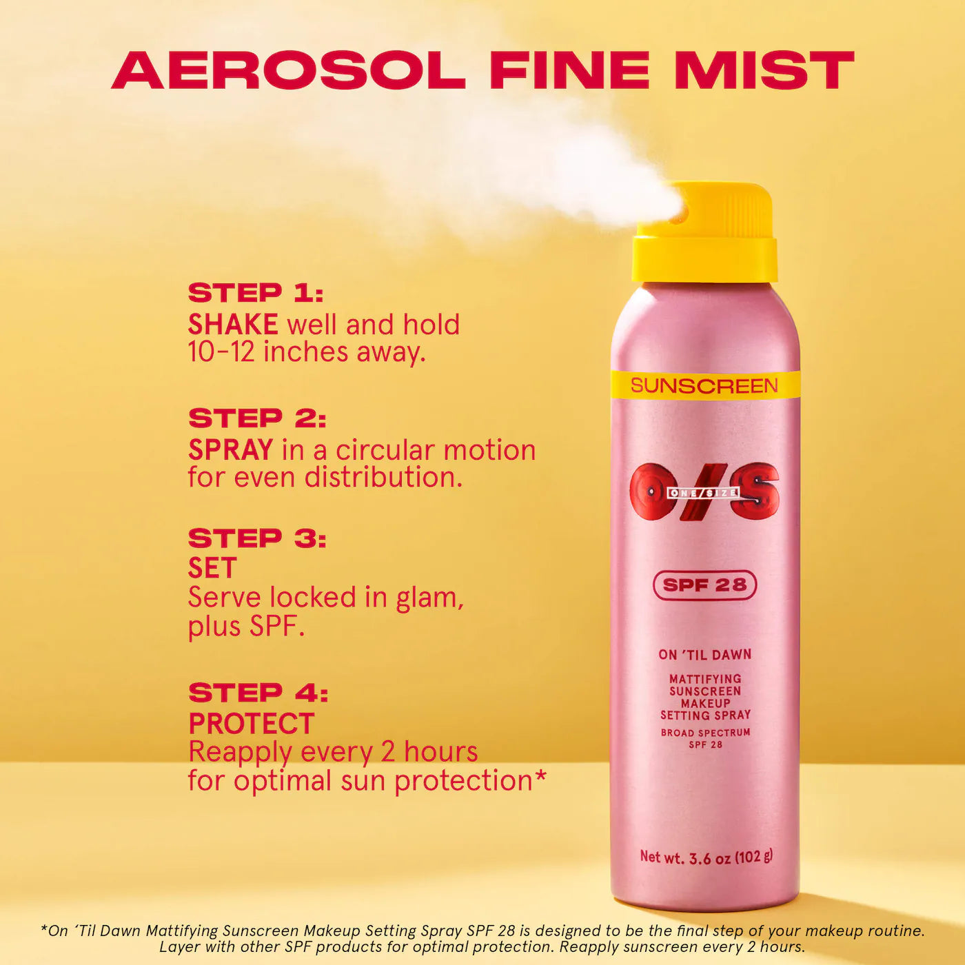 ONE/SIZE On 'Til Dawn Mattifying Sunscreen Makeup Setting Spray SPF 28 Mini 30 ml / 1.05 oz