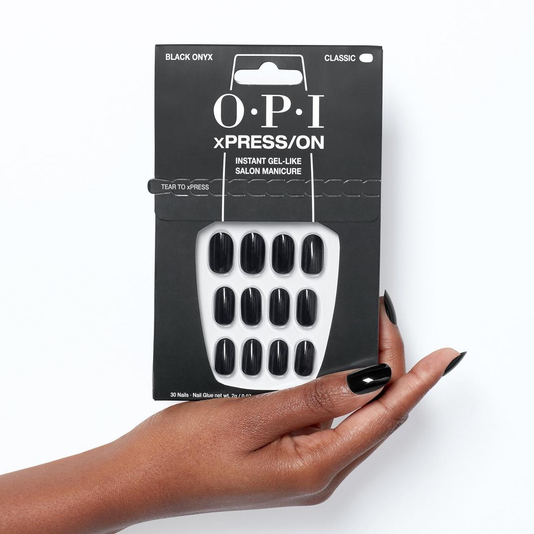 OPI xPRESS/On Short Solid Color Press On Nails | Black Onyx