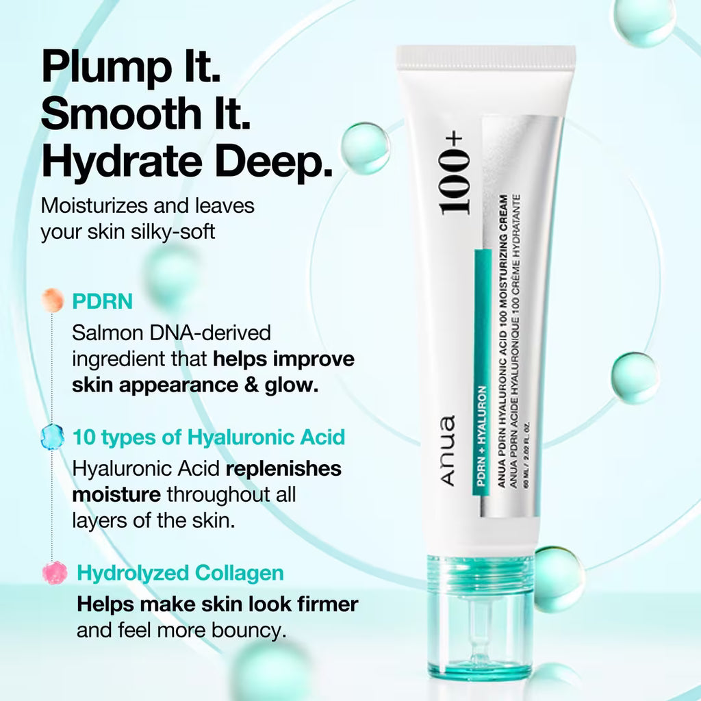 Anua PDRN Hyaluronic Acid 100 Moisturizing Cream 60 ml / 2.02 oz
