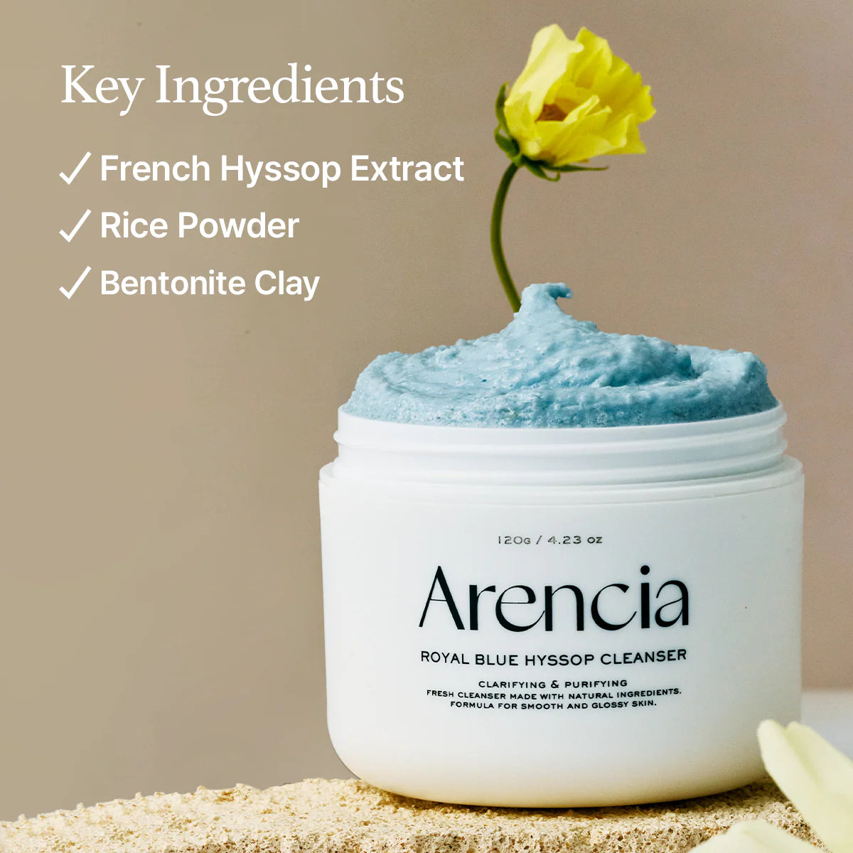 Arencia Blue Hyssop Rice Mochi Cleanser 120 g / 4.23 oz