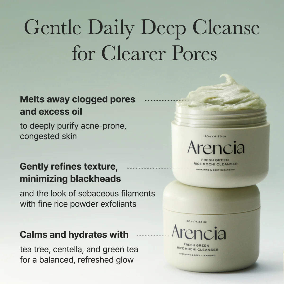 Arencia Fresh Green Rice Mochi Cleanser 120 g / 4.23 oz