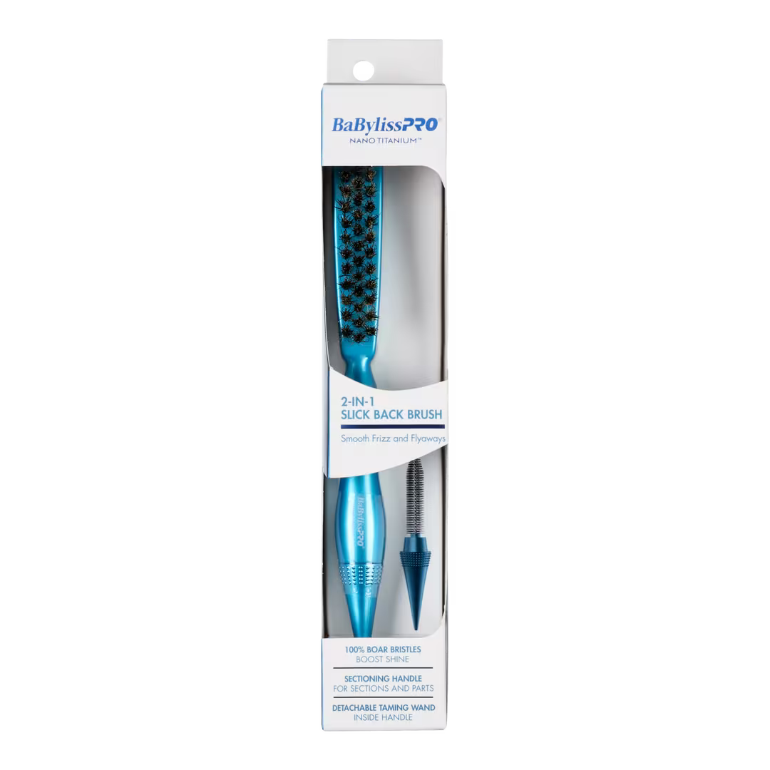 BaBylissPRO Nano Titanium 2-in-1 Slick Back Brush with Detachable Taming Wand