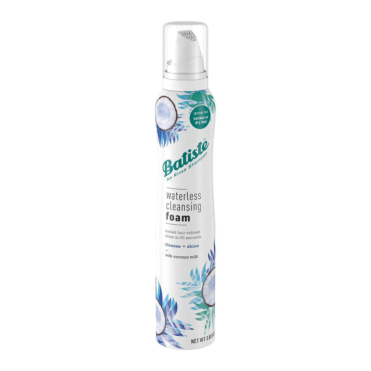 Batiste Waterless Cleansing Foam Cleanse + Shine with Coconut Milk 3.6 oz