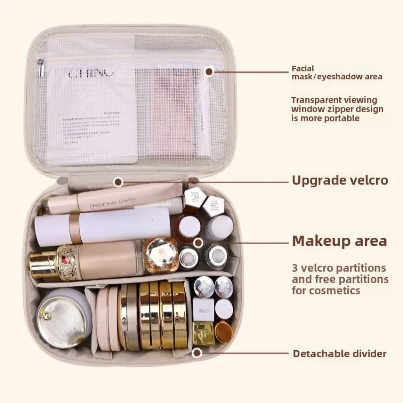 Bridge Tears Large Capacity Cosmetic Bag | Milk Apricot White