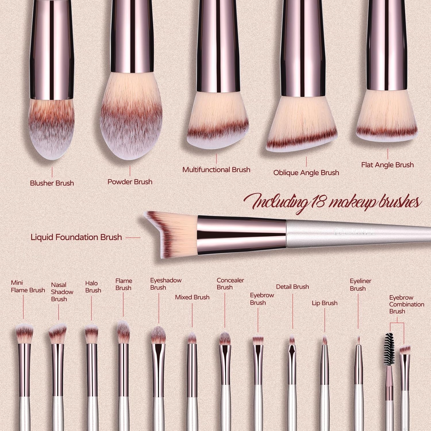 BS-MALL 18 Pieces Professional Makeup Brushes