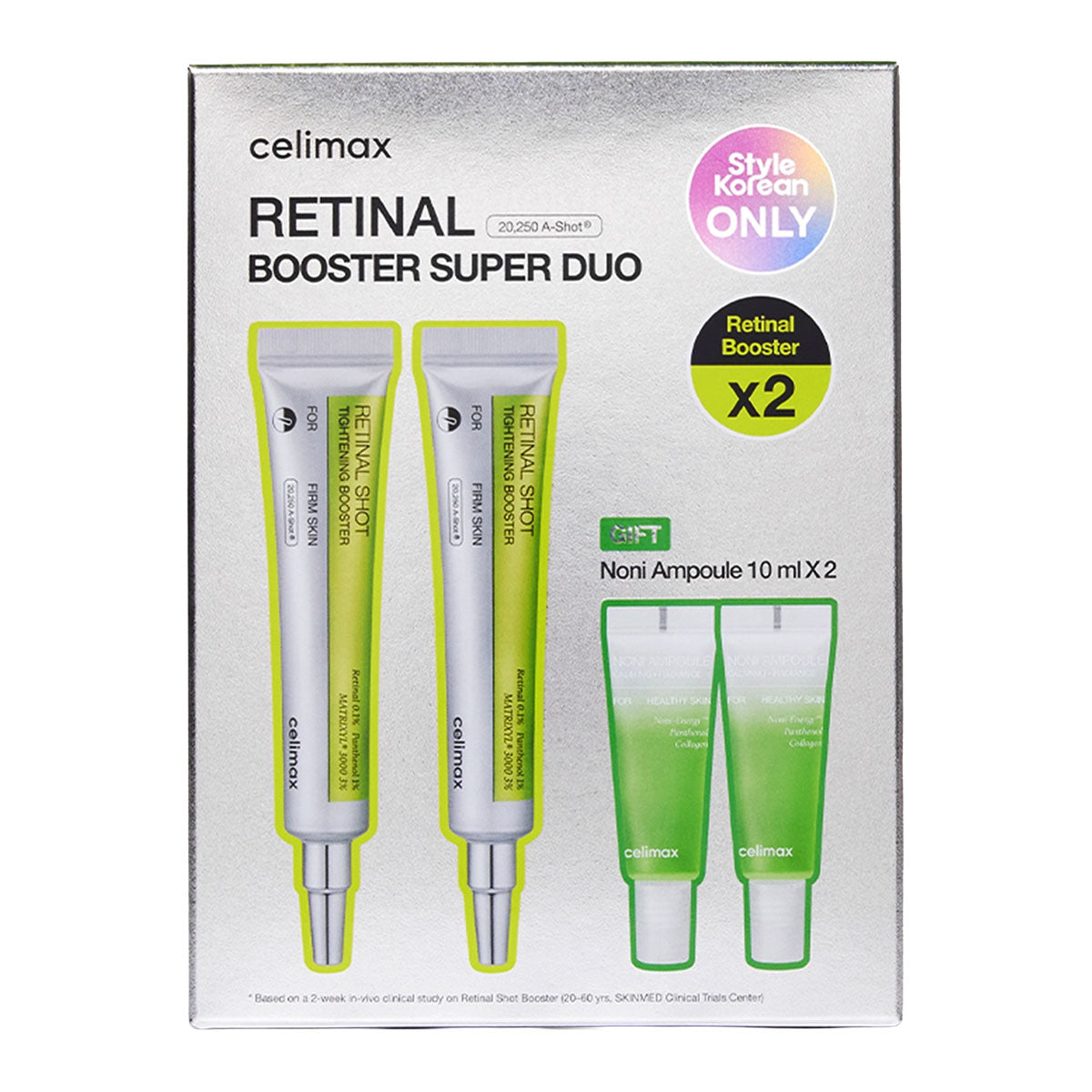Celimax The Vita-A Retinal Shot Tightening Booster Duo Set 2 x 15 ml + Noni Ampoule 2 x 10 ml