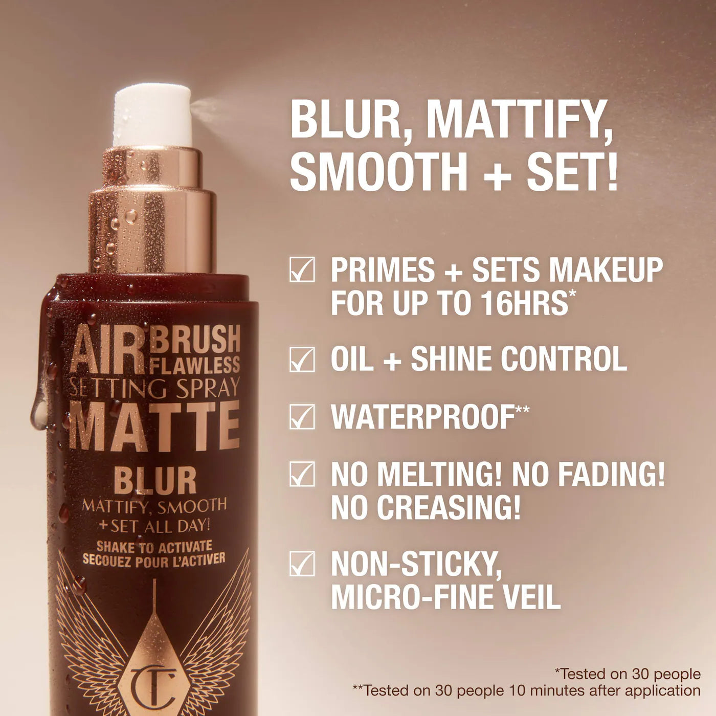 Charlotte Tilbury Airbrush Flawless Matte Blurring & Waterproof Setting Spray Mini 1.1 oz / 34 ml