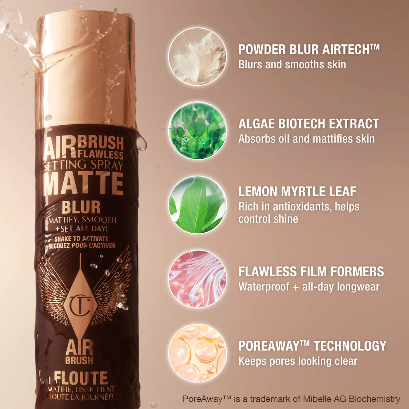 Charlotte Tilbury Airbrush Flawless Matte Blurring & Waterproof Setting Spray Mini 1.1 oz / 34 ml