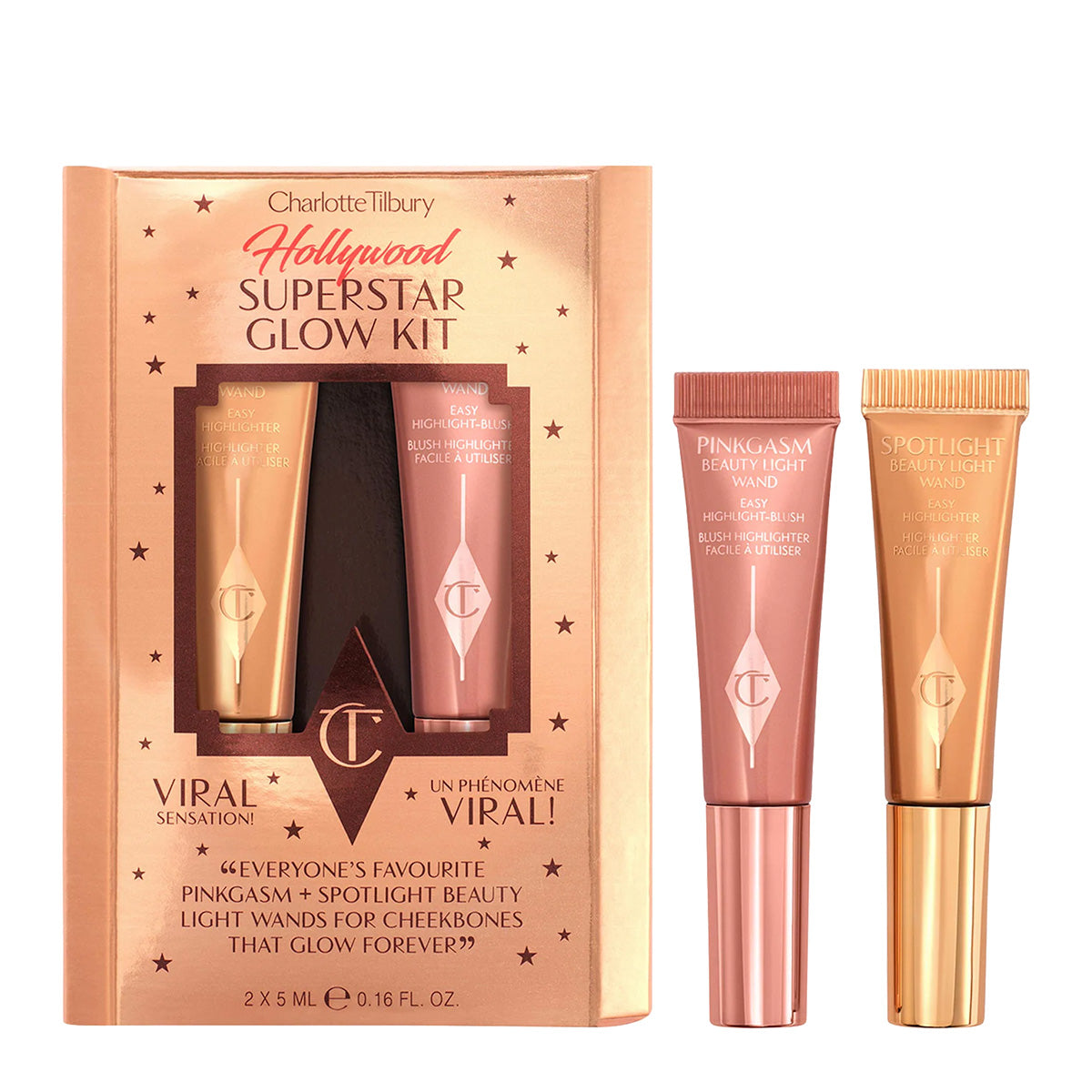 Charlotte Tilbury Mini Hollywood Superstar Beauty Highlighter Wand Duo Gift Set