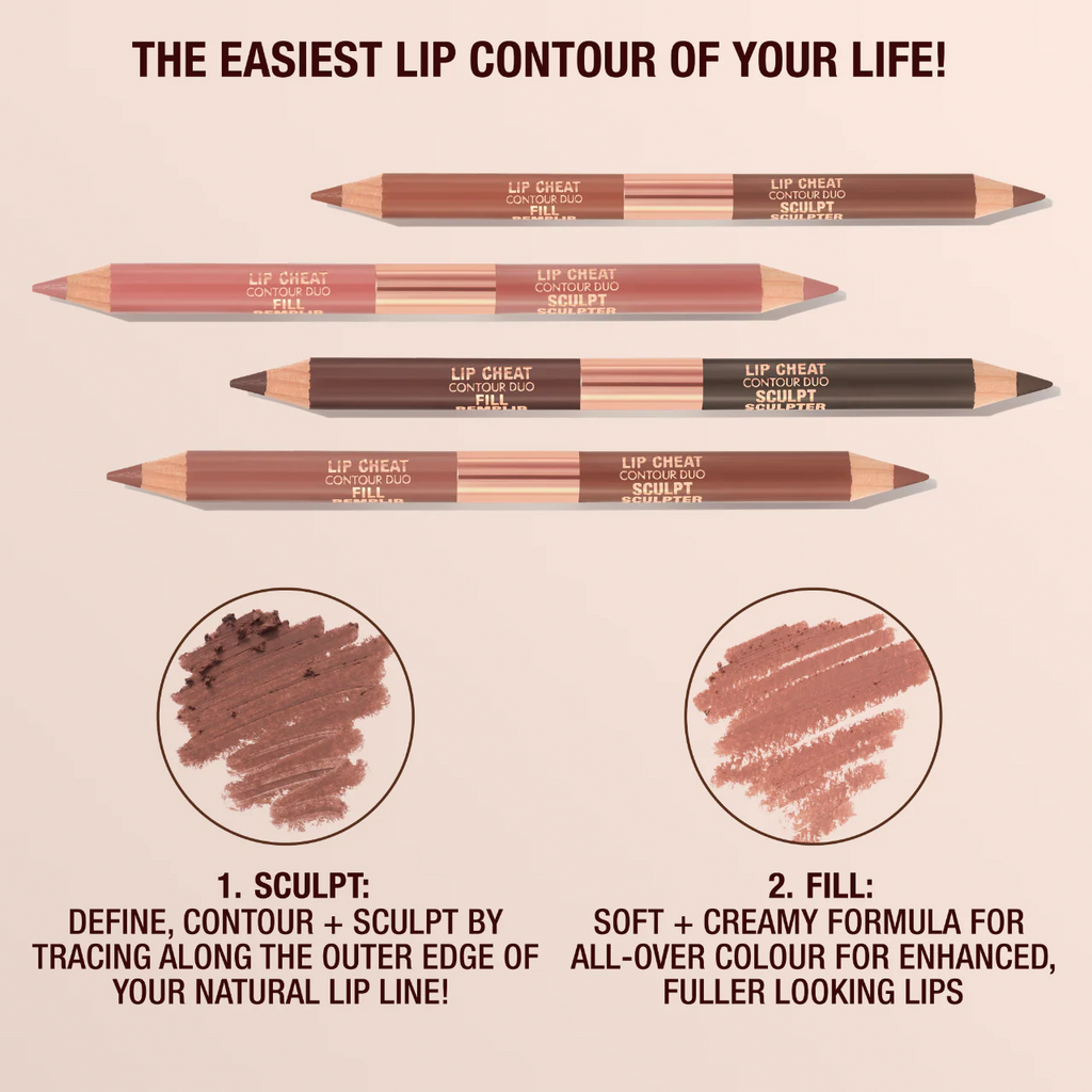Charlotte Tilbury Super Nudes Lip Cheat Contour Duo Lip Liner | Fair - Sculpt