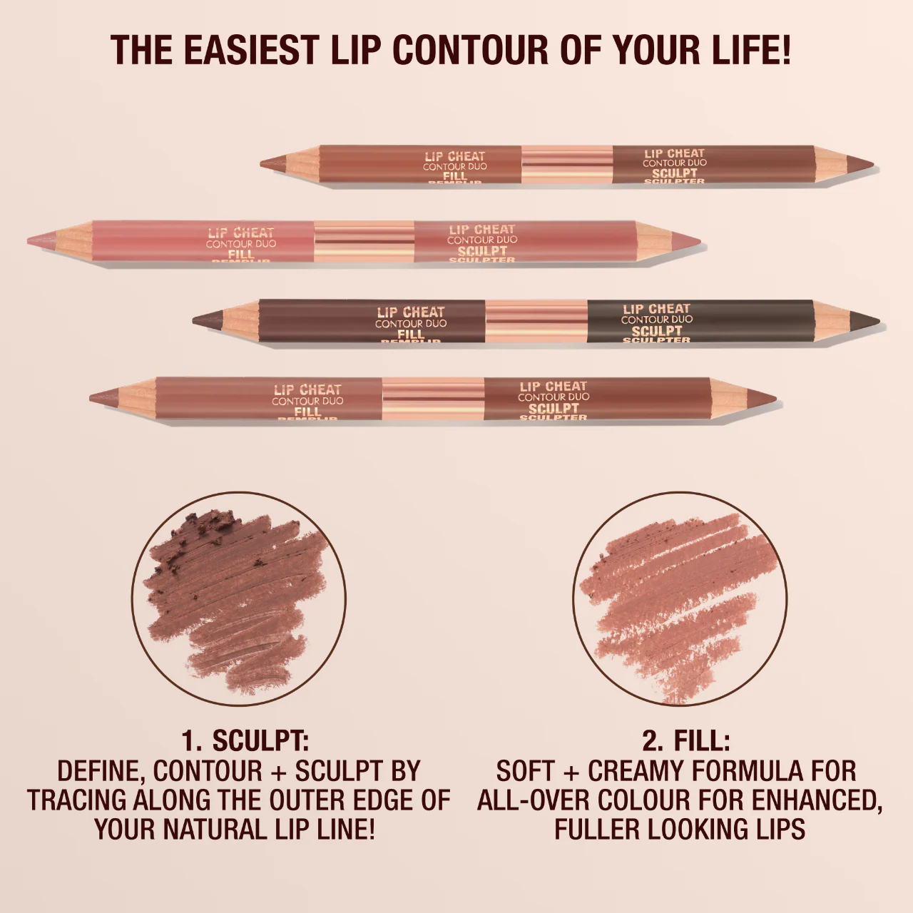 Charlotte Tilbury Super Nudes Lip Cheat Contour Duo Lip Liner | Fair - Sculpt