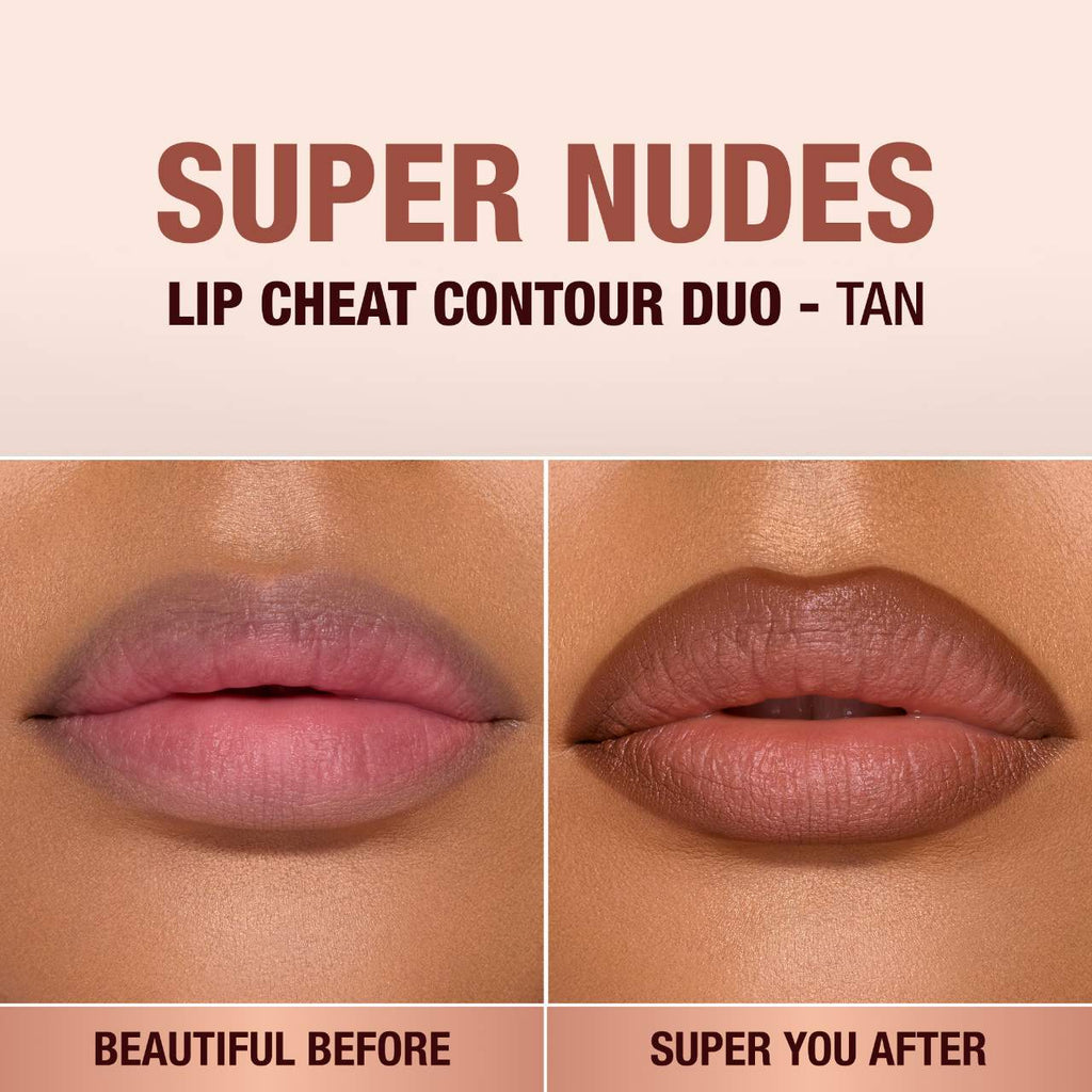 Charlotte Tilbury Super Nudes Lip Cheat Contour Duo Lip Liner | Tan - Sculpt
