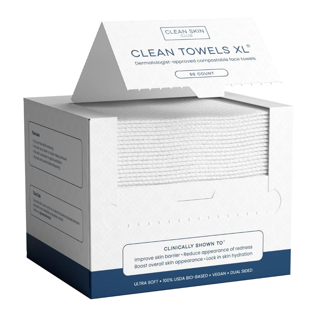 Clean Skin Club Clean Towels XL Ultra Soft Disposable Face Towelette 50 Count