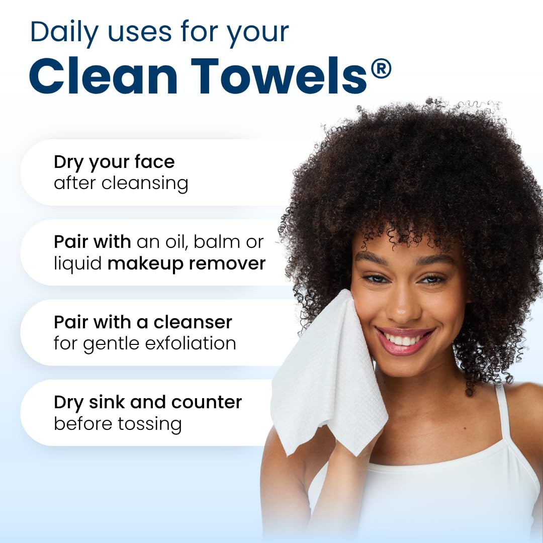 Clean Skin Club Clean Towels XL Ultra Soft Disposable Face Towelette 50 Count