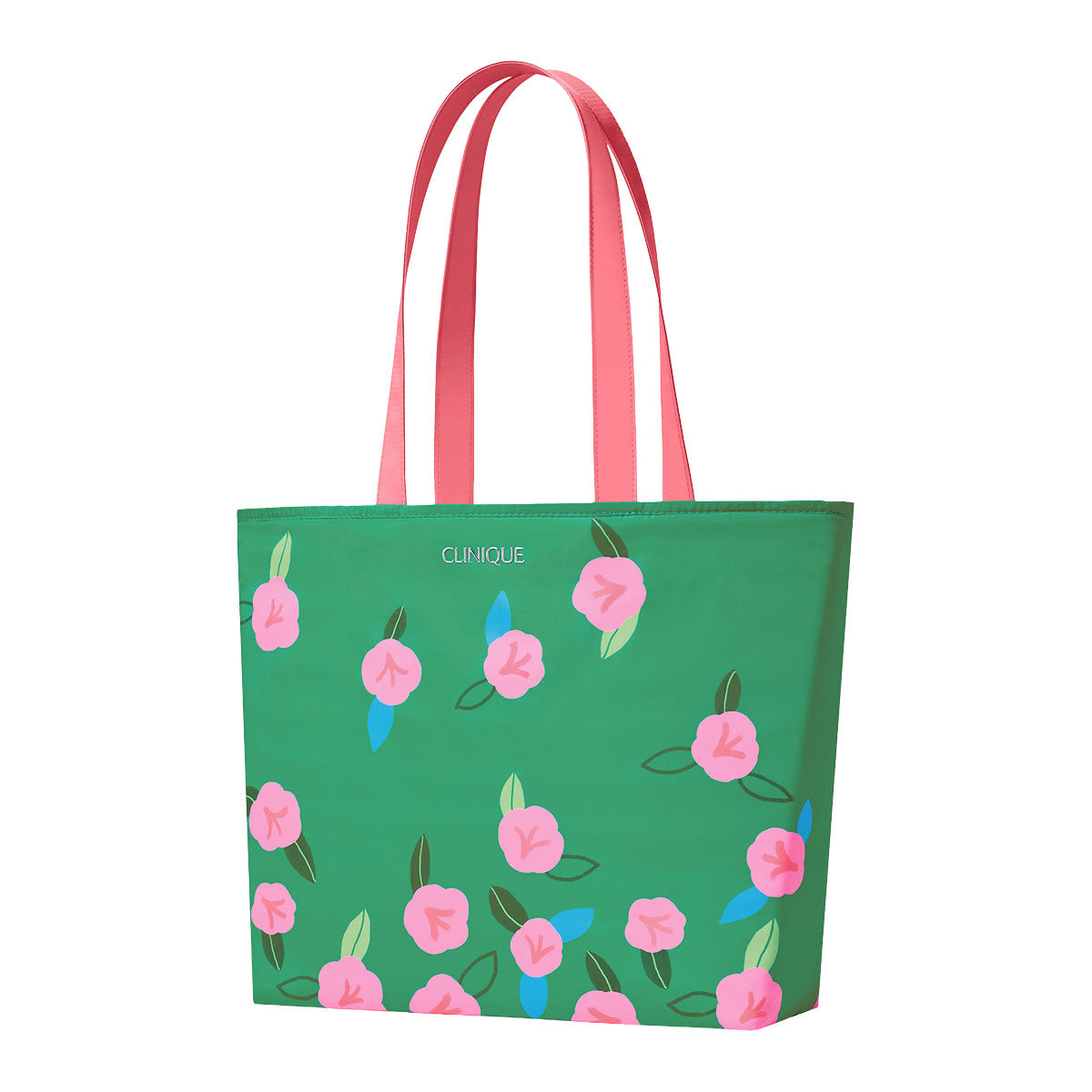Clinique Limited Edition Green Pink Floral Tote Bag