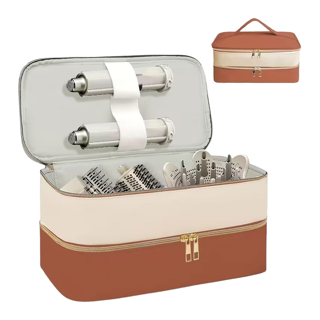 Cosmetics Paragon Double Layer Hair Dryer Storage Bag | Beige Brown