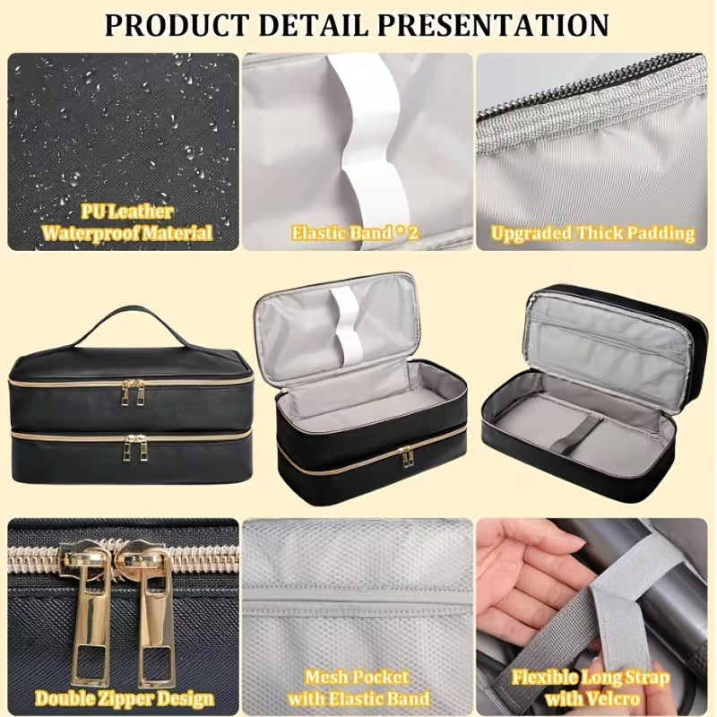 Cosmetics Paragon Double Layer Hair Dryer Storage Bag | Beige Brown