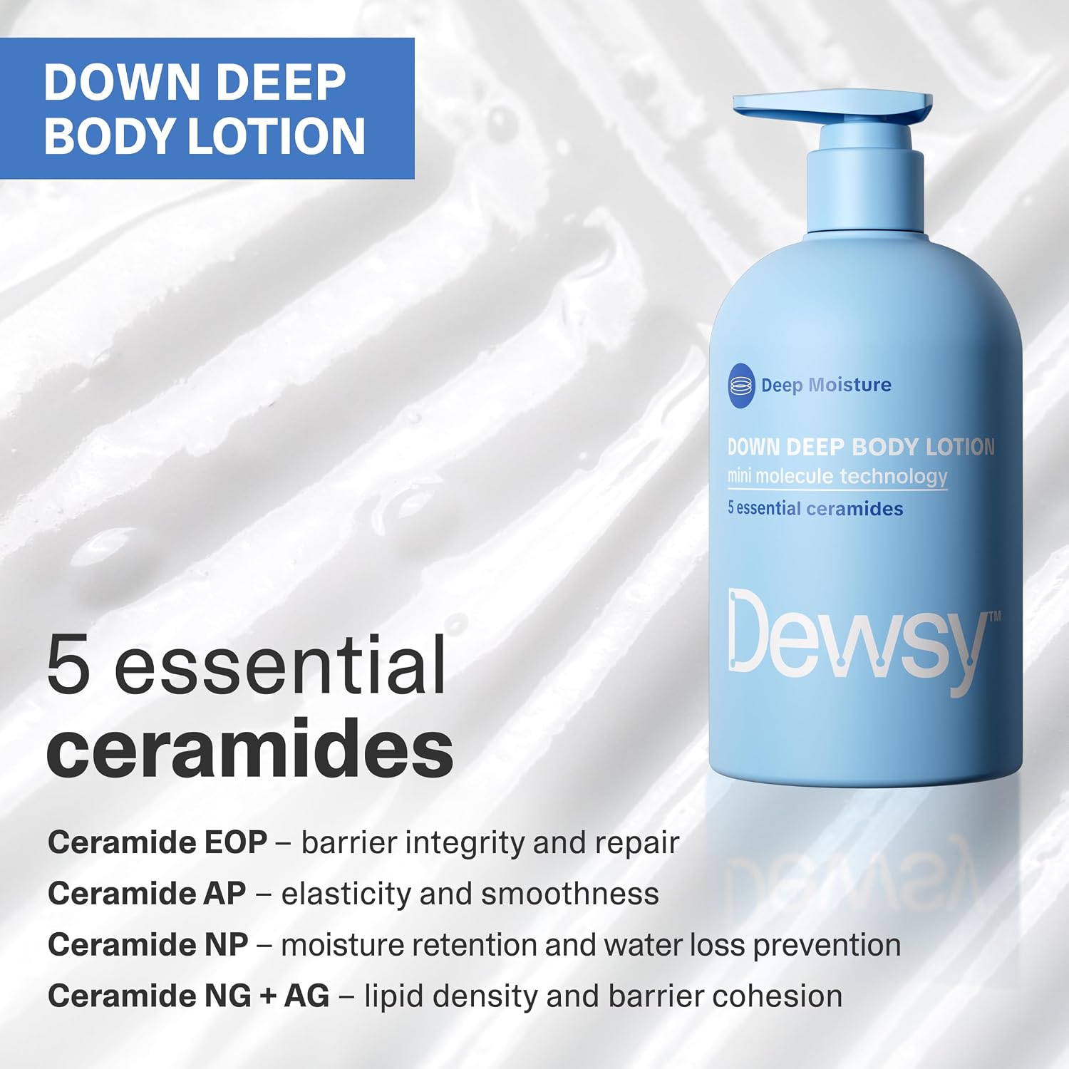 Dewsy Down Deep Body Lotion Mini Molecule Technology 473 ml / 16 oz