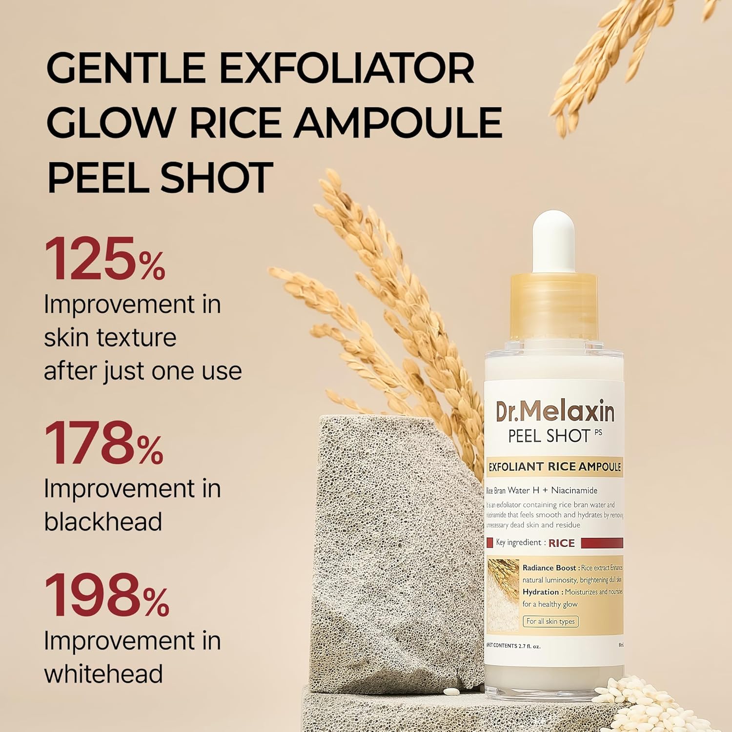 Dr.Melaxin Peel Shot Exfoliant White Rice Ampoule 80 ml / 2.7 oz
