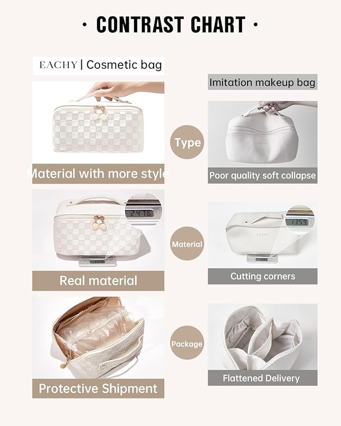Eachy Travel Makeup & Cosmetics Bag | BA White Medium