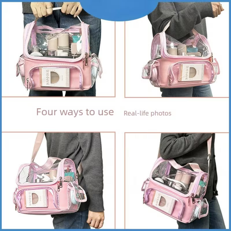 Easy Life Clear Plastic Large Cosmetic Travel Bag | Black