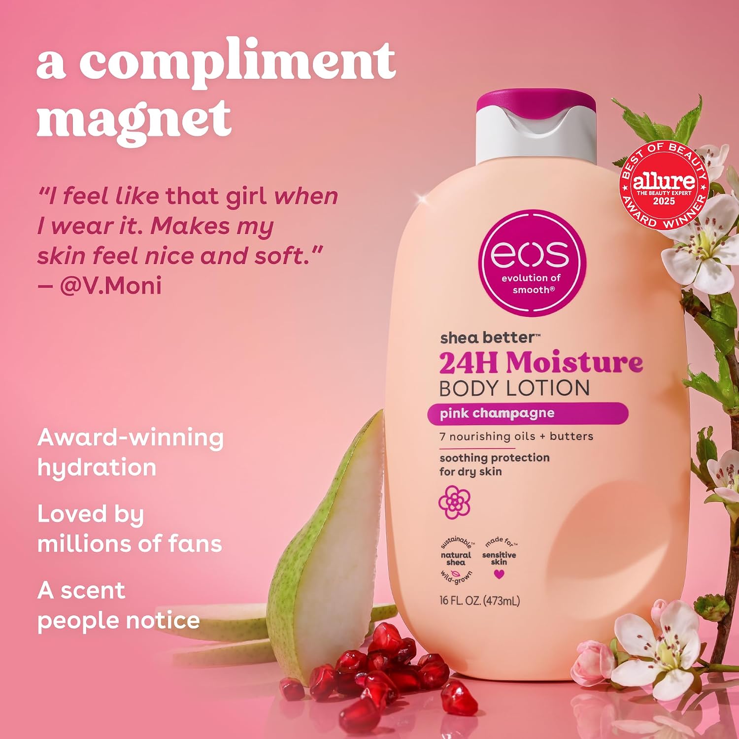 eos Shea Better 24H Moisture Body Lotion 473 ml / 16.0 oz | Pink Champagne