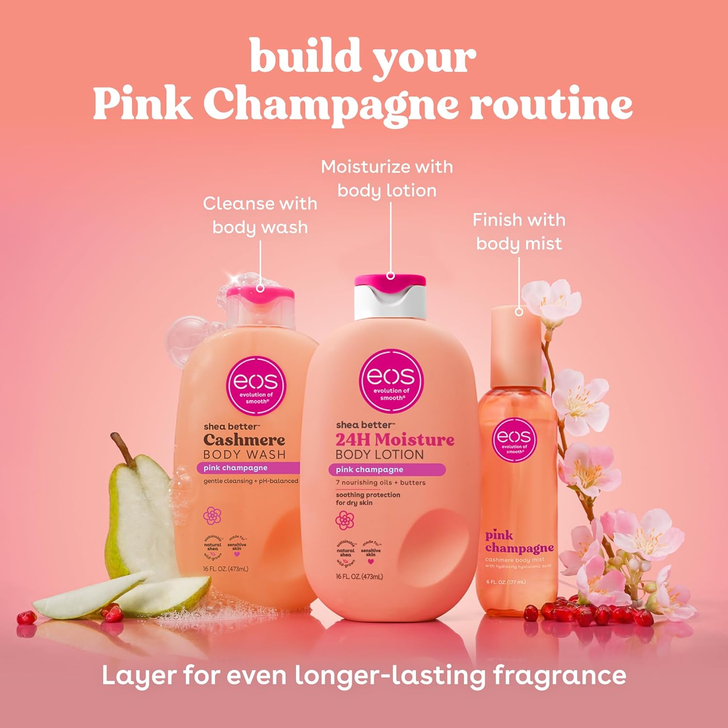 eos Shea Better 24H Moisture Body Lotion 473 ml / 16.0 oz | Pink Champagne