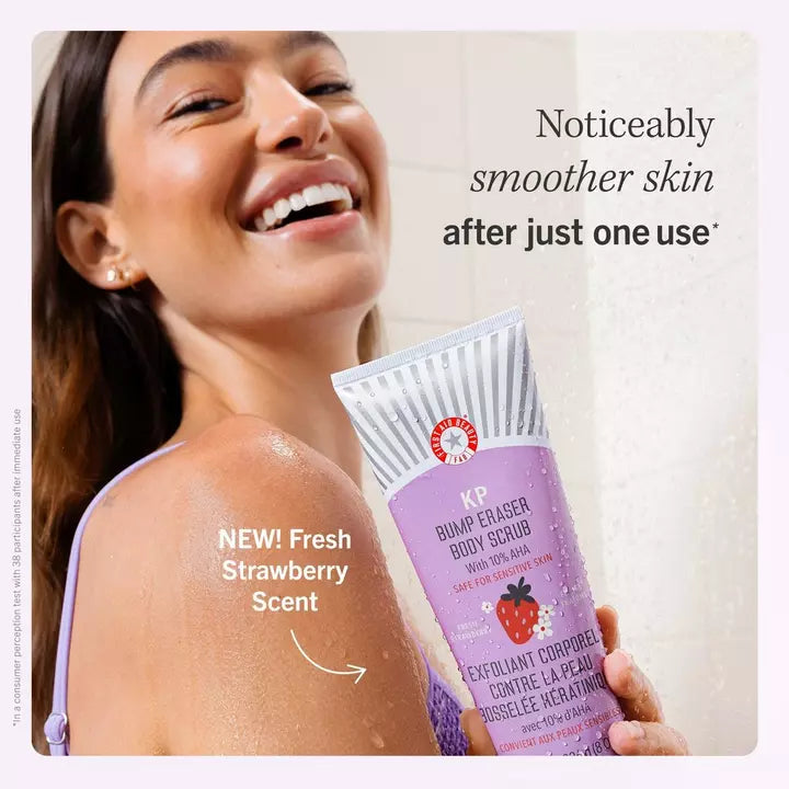 First Aid Beauty KP Bump Eraser Body Scrub with 10% AHA Fresh Strawberry Mini 1 oz / 28.3 g