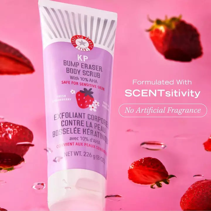 First Aid Beauty KP Bump Eraser Body Scrub with 10% AHA Fresh Strawberry Mini 1 oz / 28.3 g