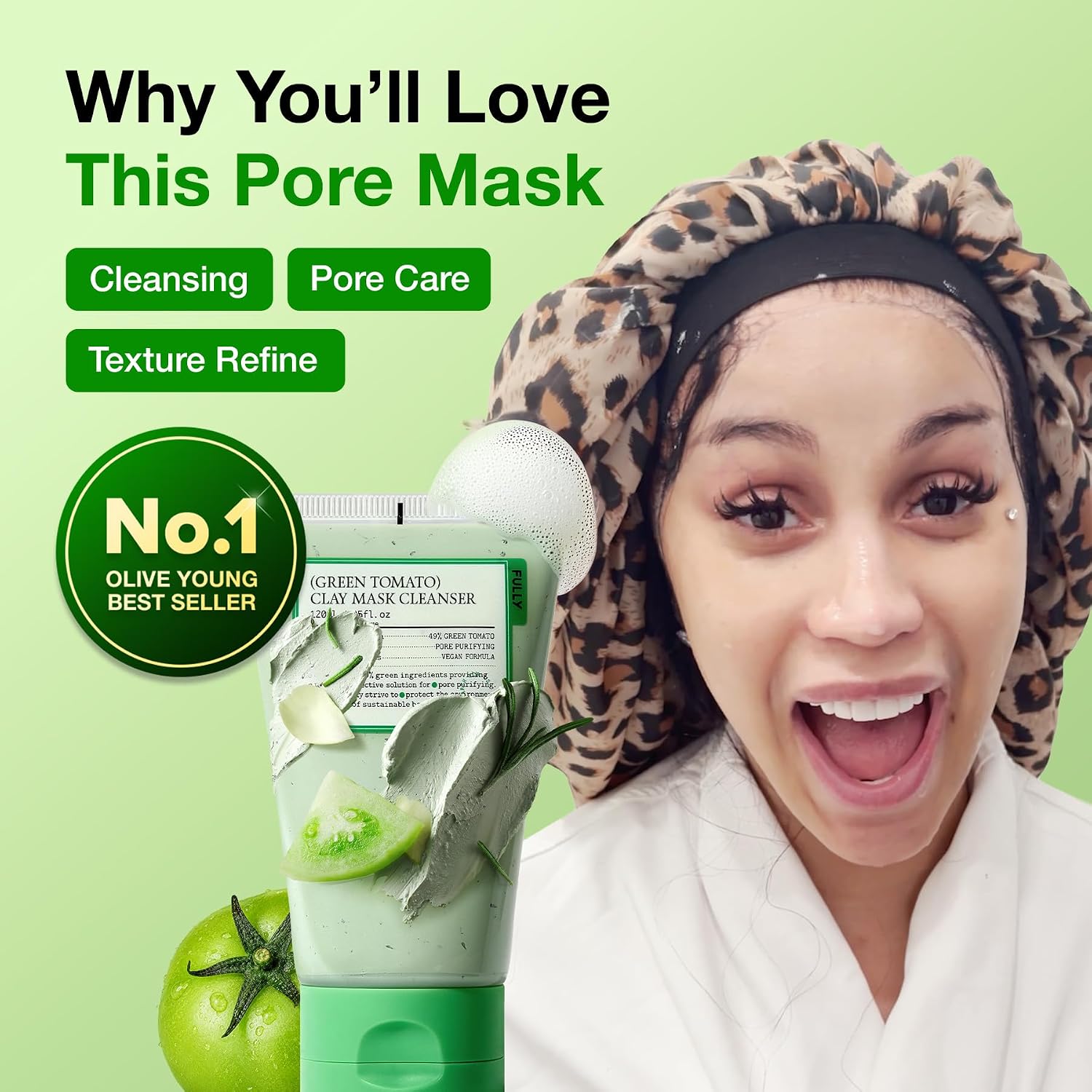 FULLY Green Tomato Pore Clay Mask Cleanser 120 ml / 4.05 oz