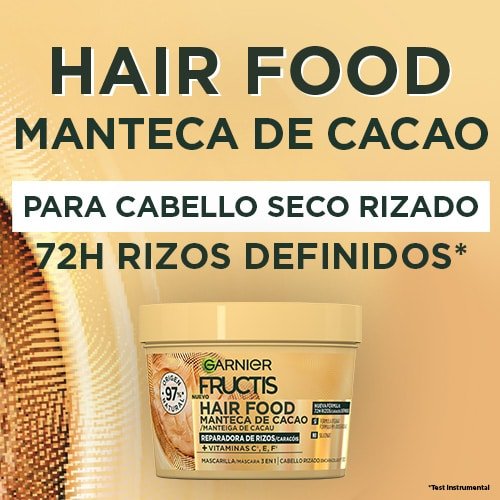 Garnier Fructis Hair Food Manteca de Cacao Mascarilla Intensiva 3 en 1 Reparadora de Rizos 390 ml
