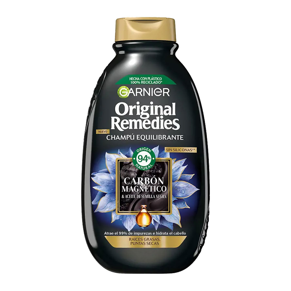Garnier Original Remedies Carbón Magnético Shampoo Raíces Grasas Puntas Secas 250 ml