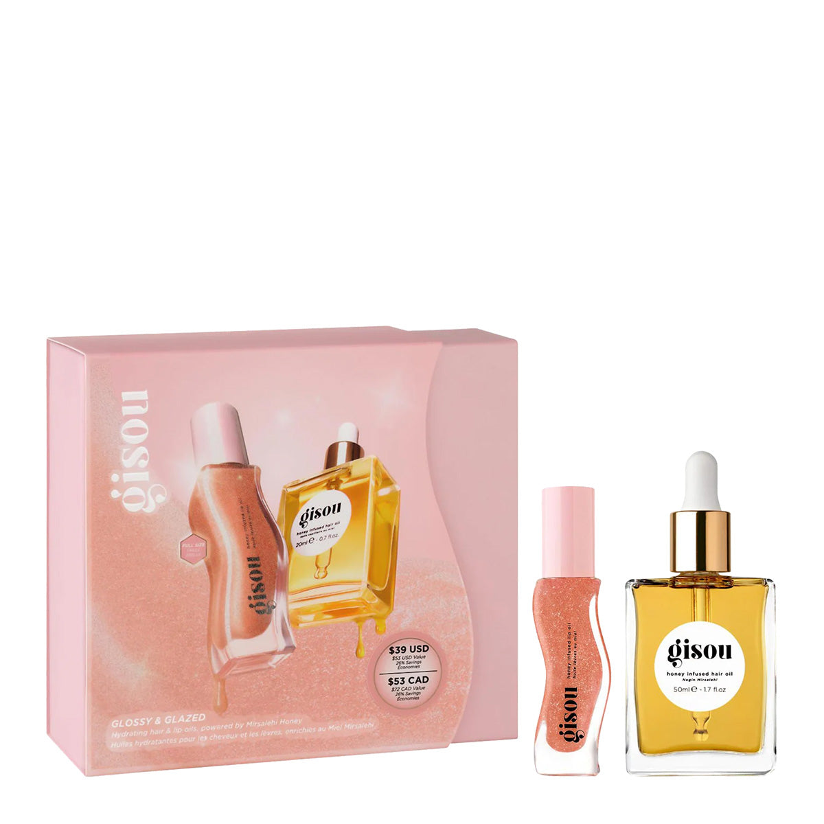 Gisou Glossy & Glazed Hair & Lip Oil Gift Set