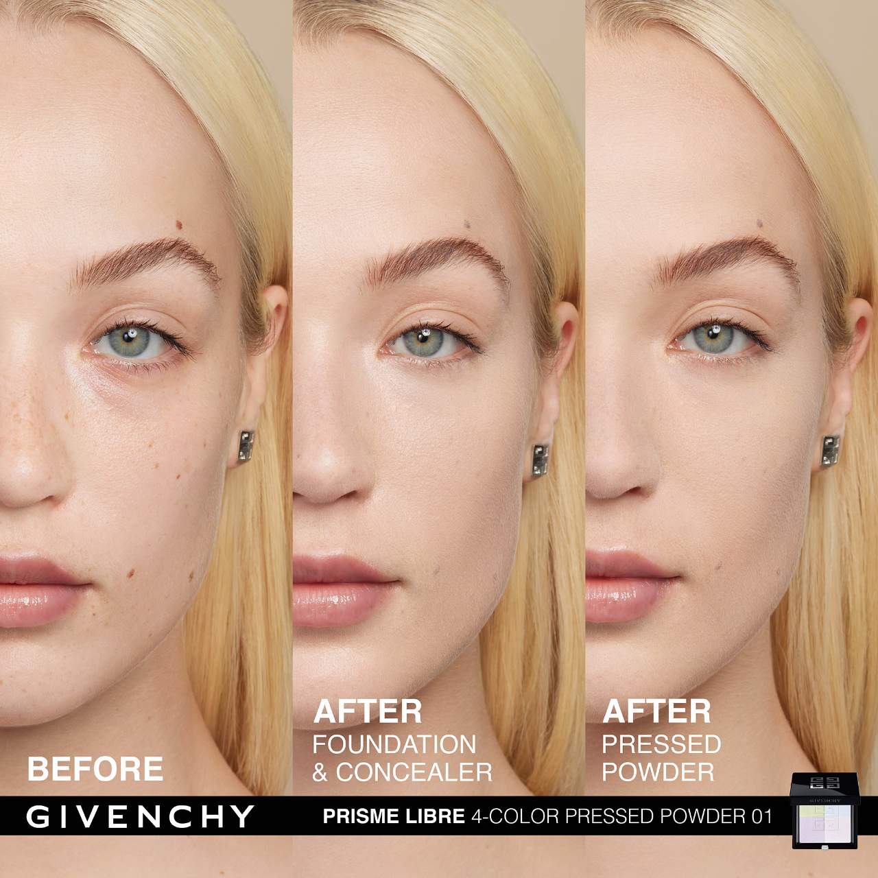 Givenchy Prisme Libre Blurring & Color-Correcting Matte Pressed Powder | 01 Mousseline Pastel