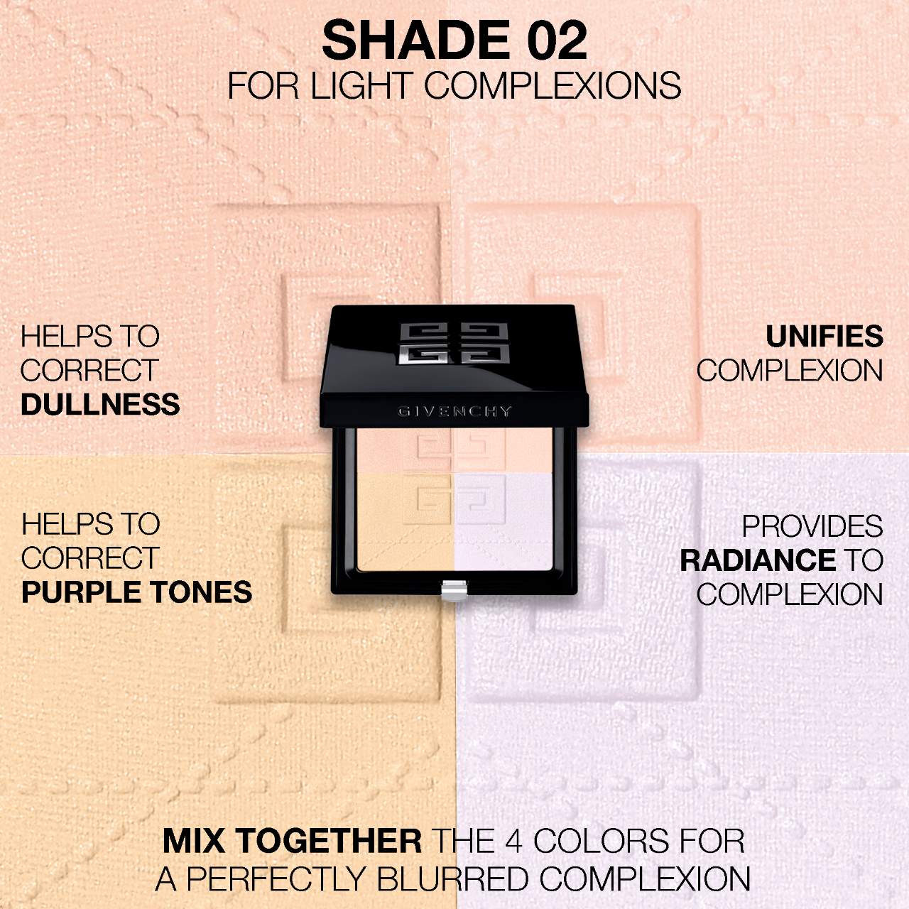 Givenchy Prisme Libre Blurring & Color-Correcting Matte Pressed Powder | 02 Satin Blanc