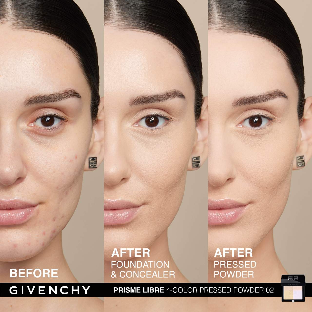Givenchy Prisme Libre Blurring & Color-Correcting Matte Pressed Powder | 02 Satin Blanc