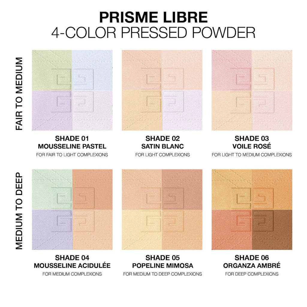 Givenchy Prisme Libre Blurring & Color-Correcting Matte Pressed Powder | 01 Mousseline Pastel