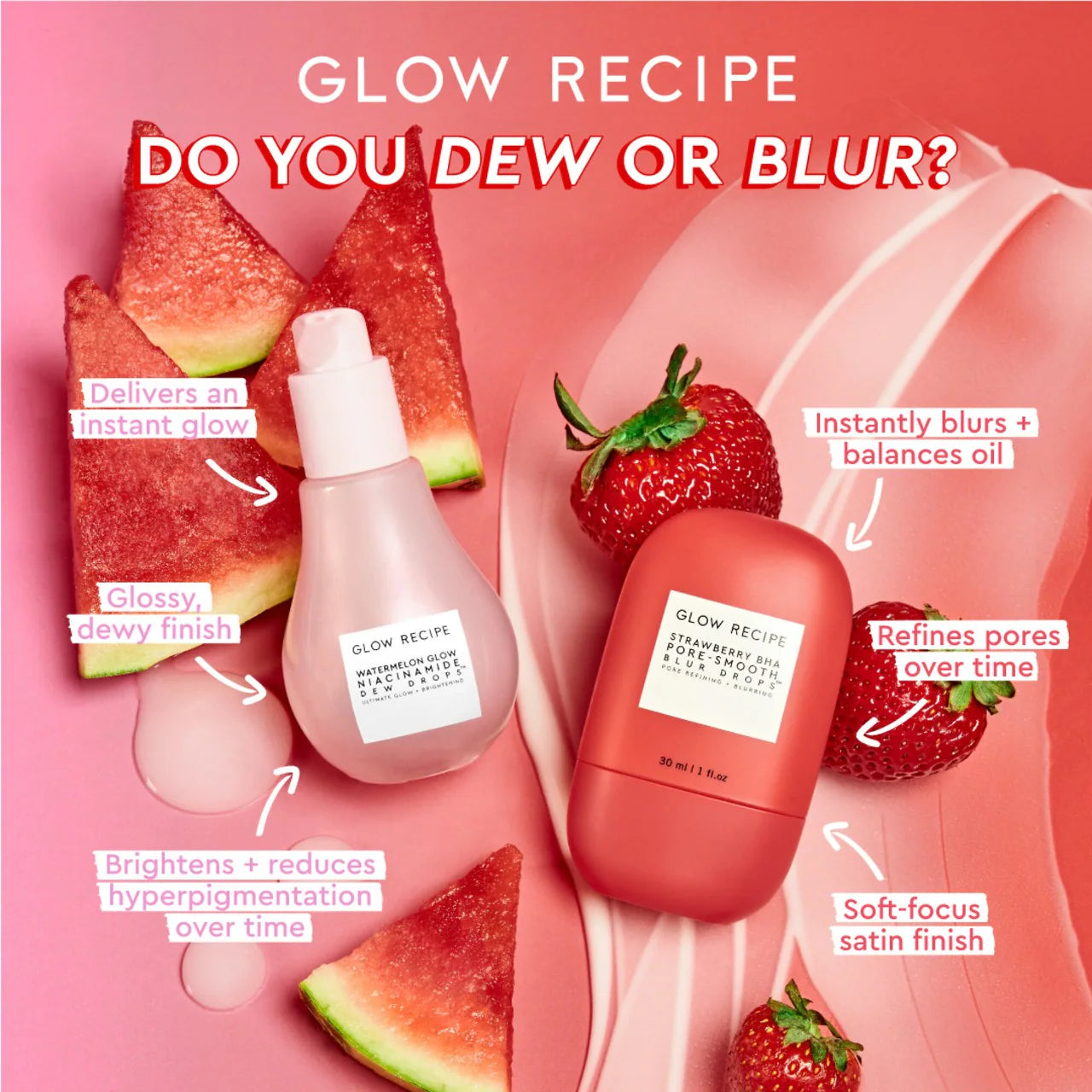 Glow Recipe Strawberry BHA Pore-Smooth Blur Drops Serum 30 ml