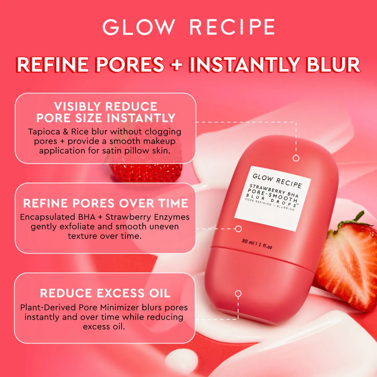 Glow Recipe Strawberry BHA Pore-Smooth Blur Drops Serum 30 ml