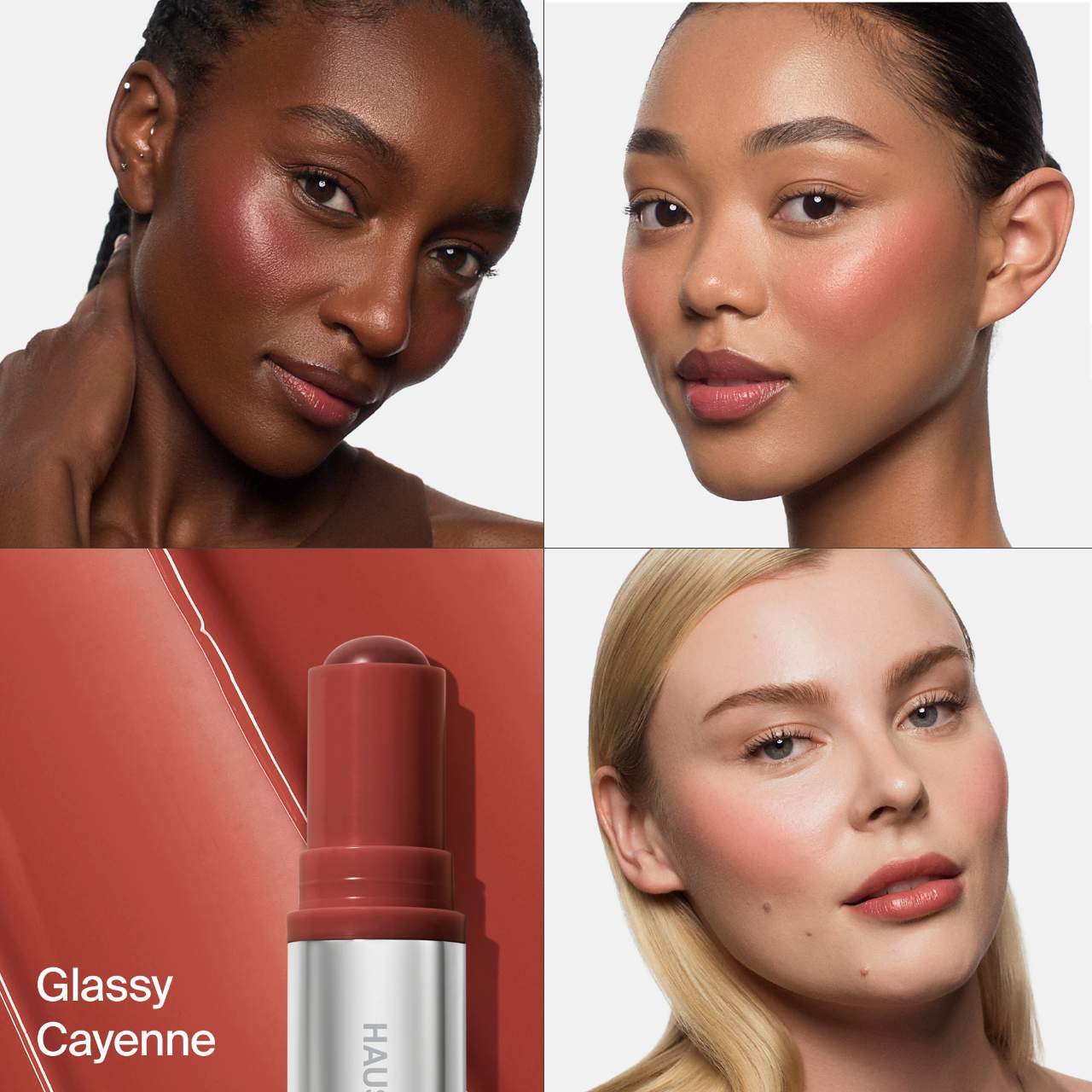 Haus Labs Color Fuse Glassy Lip + Cheek Blush Balm Stick | Glassy Cayenne