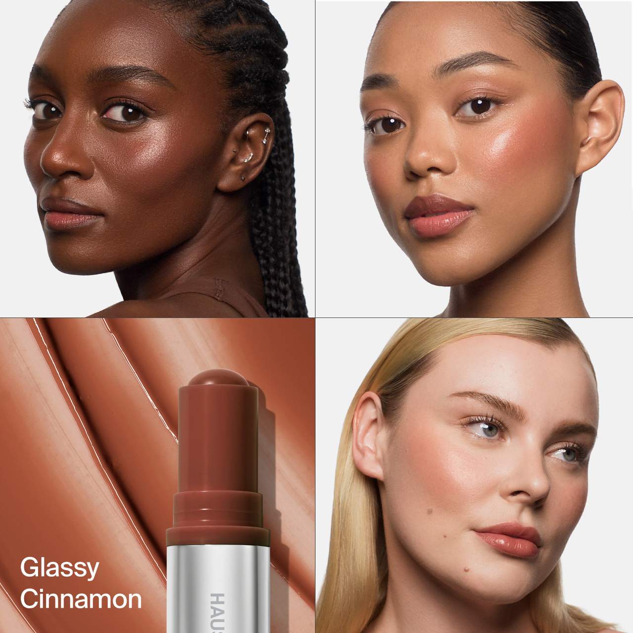 Haus Labs Color Fuse Glassy Lip + Cheek Blush Balm Stick | Glassy Cinnamon