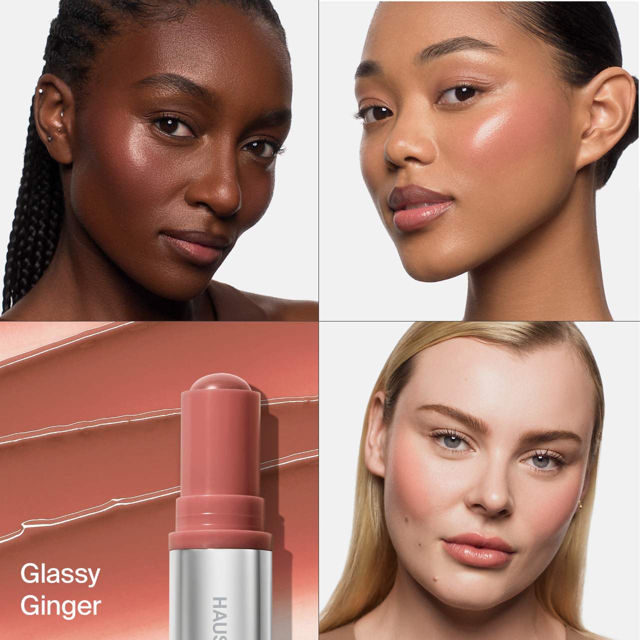 Haus Labs Color Fuse Glassy Lip + Cheek Blush Balm Stick | Glassy Ginger
