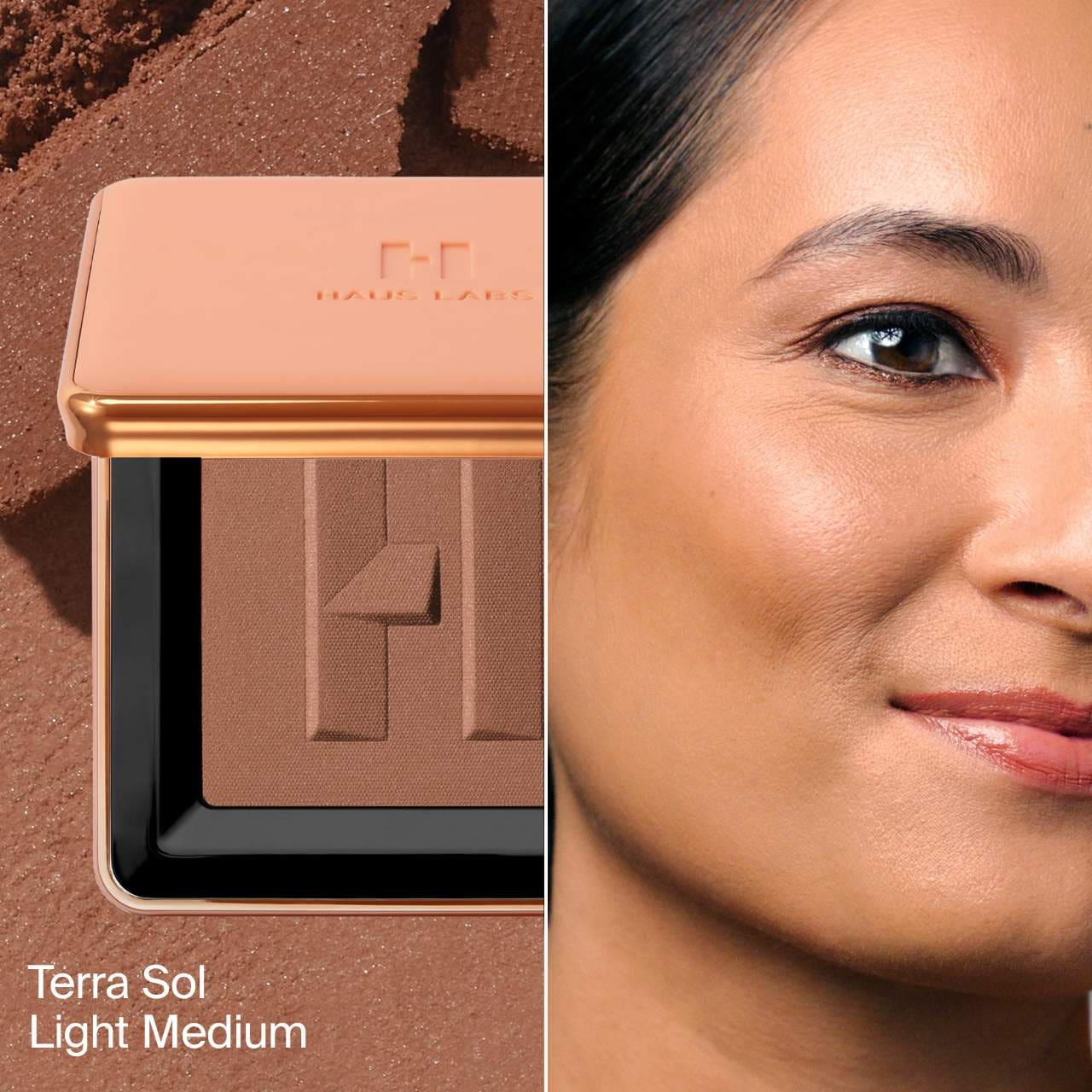 Haus Labs Power Sculpt Velvet Powder Bronzer | Terra Sol Light Medium