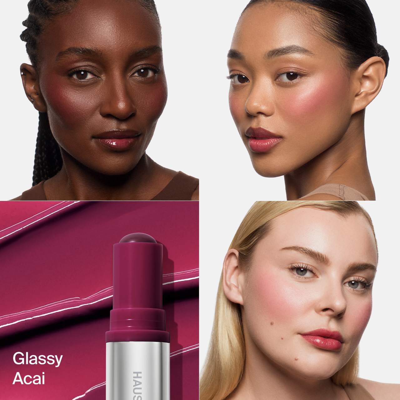Haus Labs Color Fuse Glassy Lip + Cheek Blush Balm Stick | Glassy Acai