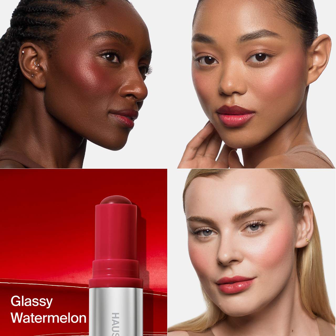 Haus Labs Color Fuse Glassy Lip + Cheek Blush Balm Stick | Glassy Watermelon