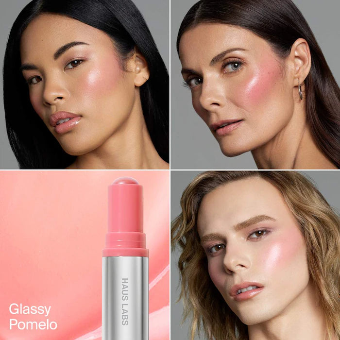 Haus Labs Color Fuse Glassy Lip + Cheek Blush Balm Stick | Glassy Pomelo